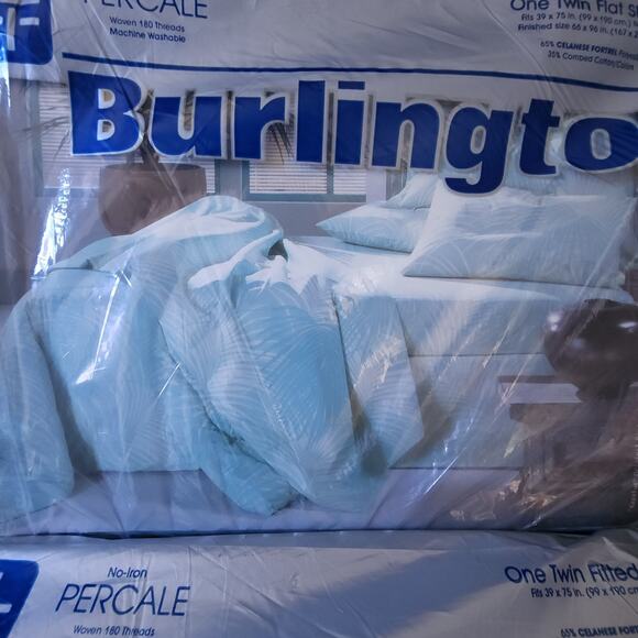 Vintage Burlington No-Iron Percale Floral Twin Sheet 4 Pcs Set Tropical Green - Picture 7 of 10